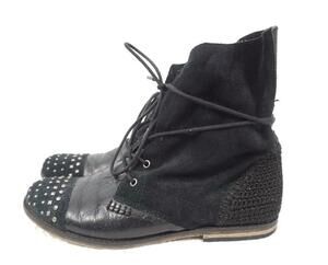 THE SAK USED 7 BLACK STUDDED SUEDE SLOUCHY LEATHER BOOTIES/ANKLE BOOTS KNIT